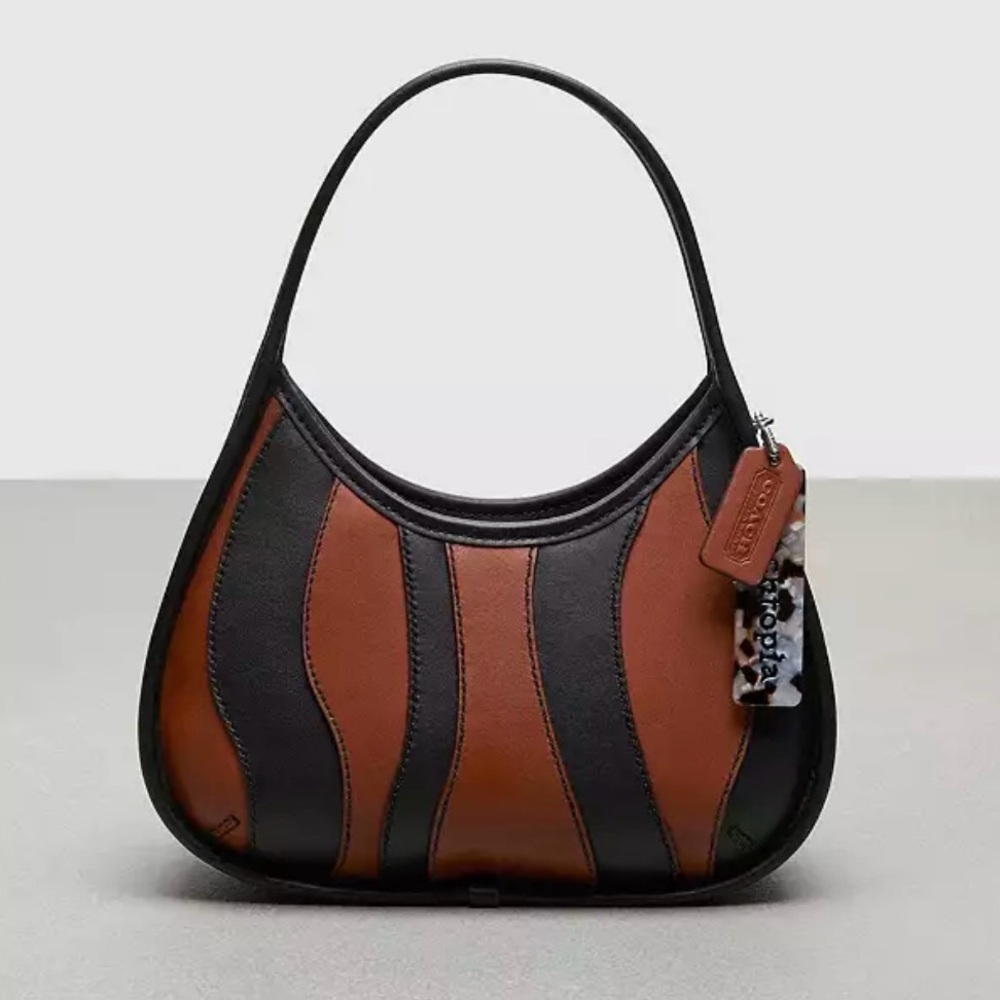 Coach Coachtopia Ergo Brown and Black Wavy Small Leather Bag